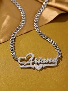 A Custom Sparkling Name Necklace With A Heart Design, Hip-Hop Classic Style, Suitable For Daily Wear And Gift Giving, A Gift For All Seasons
