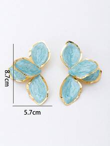 1 Pair Hand-Painted Enamel Drip Oil Tulip Gold Earrings, Suitable For Everyday, Holidays, Birthday, Mother's Day, Girlfriend Or Daughter Surprise Gift - Navy Blue - View 4