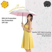 BAODINI Small UV Protection Travel Umbrella Compact For Rain And Sun UPF 50+ 41 Inch Portable Umbrella For Women And Men - 銀色 - 查看 2
