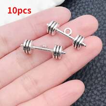 Juego de 10/32 piezas surtido de dijes de equipo de fitness de aleación con acabado plateado antiguo, adecuado para hacer collares, aretes, llaveros y accesorios de joyería DIY