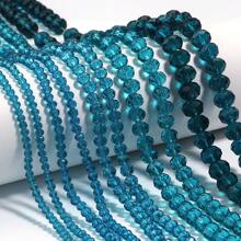 1pc Transparent Peacock Blue Faceted Crystal Abacus Beads, 3/4/6/8/10mm Bead Assortment, Fashion & Versatile For DIY Jewelry Making Accessories, Suitable For Bracelet, Necklace, Pendant, Decoration