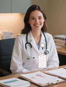 1 件 INS 风格粉色蝴蝶结樱桃和心形蝴蝶结图案挂绳卡夹，钥匙扣硬壳身份证夹，适用于公交卡、身份证、工作卡、学生证、会议卡、派对徽章学校用品，返校 - 彩色 - 查看 7