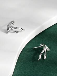 1 par de brincos elegantes, delicados e românticos de prata 925 com design de laço, adequados para mulheres, para combinar com festas, como presente