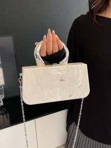 1 buc. Geantă de umăr cu lanț cilindric rotund la modă, geantă de mână versatilă de lux pentru machiaj