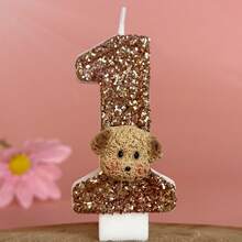Velas con número en color café con estilo "Ins", velas decorativas de cumpleaños con perrito lindo para decoración de mesa - Marrón - Ver 3
