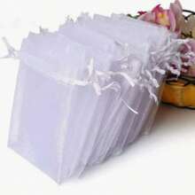 10/50/100pcs Organza Gift Bags, Wedding Guest Favor Bags, Size 7*9cm, Gift Packaging Supplies For Festivals, Events And Parties, Suitable For Home, Wedding Necessities, Can Be Used As Dessert Packaging Bags, Jewelry Gift Bags, Event Party Favor Bags, Suitable For All Seasons And Occasions, Also Can Be Used As Fruit Protection Bags, Valentine's Day Supplies