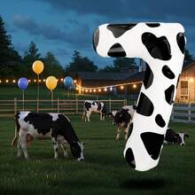 40-Inch Cow Print Balloons, Cow Theme Number Balloons For Birthday Party, Farm And Barn Decorations - Cow Numbers - View 7