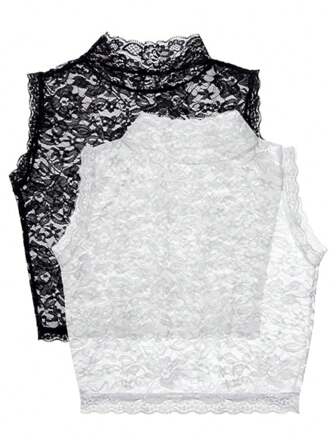 女士蕾丝假领，可拆卸领口，白色蕾丝领，黑色蕾丝领，可拆卸领底，马甲饰边蕾丝领，适合日常穿着，也适合圣诞装饰