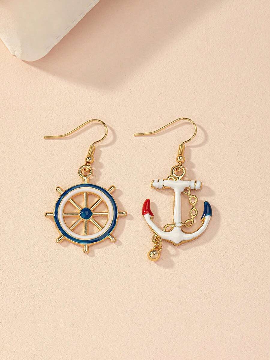2 件套光滑锚形优雅时尚耳环，独特个性化女士小耳钉