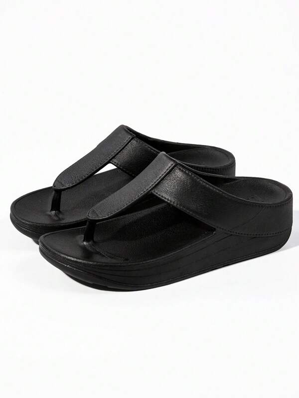 Women's Thick Bottom Wedge Flip Flops, Non-Slip Raised Platform, Suitable For Summer Outdoor Wear