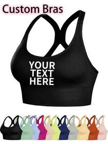 1PC Custom Women's Sexy Underwear, Can Be Customized With Personalized Text Your Name, Women's Sexy Camisole Sports Bra, Yoga Top, Women's Fitness Vest, Comfortable And Breathable Sports Underwear, Suitable For Daily Wear, Suitable For Festivals, Anniversaries, Special Gifts For Her