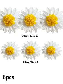 6 buah Dekorasi Pompon Kertas Bunga Daisy, Dekorasi Gantung Bunga Putih & Kuning Cocok untuk Ulang Tahun, Pernikahan, Pesta, dan Kelas. - MultiWarna - View 10