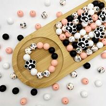 25 件狗爪形硅胶珠套装 - 2 种款式，时尚 DIY 工艺套件，适用于笔、挂绳、手链、钥匙扣、派对装饰、串珠套件、配饰、手工工艺品，时尚 - 白色 - 查看 5