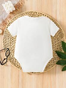 Baby Girls Casual Slogan Print Bodysuit - White - View 2