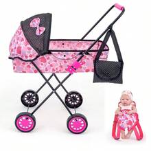Carrinho de Boneca Infantil Reborn Menina Sag Toys Vaneza Luxo 79cm - Rosa chiclete - Visão 1