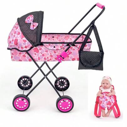 Carrinho de Boneca Infantil Reborn Menina Sag Toys Vaneza Luxo 79cm