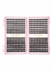 384pcs Individual False Eyelashes, Eyelash Book, Cluster Fake Eyelashes, DIY Home Eyelash Extension, Cluster Fake Eyelashes, Individual False Eyelashes, False Eyelashes - Black - View 6