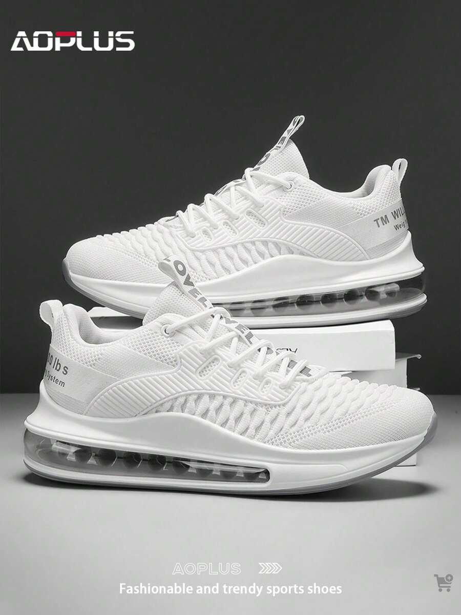 Men's Running Shoes Air Cushion Sports Shoes Light Tennis Walking Leisure Fitness Exercise - 白色 - 查看 1