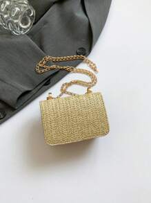 Bolso pequeño cuadrado, nuevo bolso de mano de mujer con acolchado de rombos de alta calidad, bolso de hombro con cadena trenzada y solapa con cierre, bolso bandolera para lápiz labial, accesorios de bolso lindo
