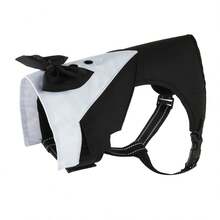 1pc Anti-Escape Dog Suit With Scarf & Harness, British Style, Wedding & Party Attire For Pets