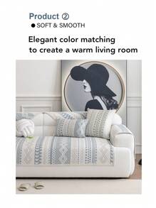 1 pieza Alfombra de sofá bohemia con diseño fresco, cojín de asiento fresco de verano, funda antideslizante para respaldo, toalla resistente a arañazos de gato, apta para sofás en L y sofás de 1/2/3/4 plazas