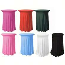 Set de 2 manteles redondos de 32x43"/24x43" de estilo elástico y ajustado en spandex para bares, pubs, bodas, fiestas, banquetes y cumpleaños