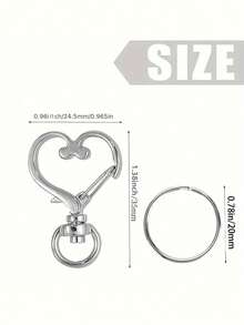 20 件/套心形旋转扣钩带钥匙圈 - （10 个钥匙链+10 个钥匙圈）彩色金属弹簧扣适用于 DIY 工艺品、珠宝、挂绳和装饰品 - 锌合金龙虾扣开口环 - 彩色 - 查看 2