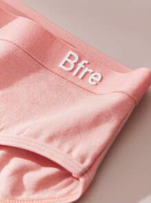 4件纯色女士三角裤字母松紧带可爱甜美开学学生装亲肤白内裤紫色短裤砖红色内裤舒适日常穿着优雅性感内衣度假基础款性感女士内裤 - 彩色 - 查看 6