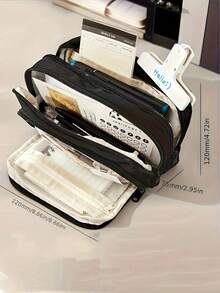 文具袋、铅笔盒、大容量铅笔袋、便携式铅笔袋、文具盒、化妆包、适合工作场所、教育机构、青年、女孩和成人的旅行礼物、返校礼物 - 彩色 - 查看 4