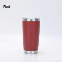 Simple Double-Layer Stainless Steel Insulated Cup Solid Color Double-Layer Vacuum Car Cup Practical Water Cup - 紅色 - 查看 6