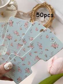 20/50/100pcs Flower Jewelry Display Cards Pink Yellow Floral Necklace Display Card Packaging Bracelet Making Kit Jewelry Organiser Retail Store Labels For Small Business Supplies