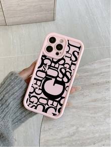 Funda de teléfono a prueba de golpes, a prueba de agua y resistente a los arañazos con monograma de letra rosa y negra, compatible con Apple 16, 15, 14, 13, 12, 11 Pro Max y Series, versión internacional, no la versión nacional - Multicolor - Ver 2