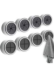 1pc/3pcs/8pcs Spiral/Cross Gray Towel Hooks, Creative Adhesive Cloth Clamps, Bathroom Kitchen Wall-Mounted Towel/Rag Holders, Prevents Towels From Falling, Easy To Pull Bathroom Accessories Bathroom Tools