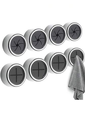 1 pieza/3 piezas/8 piezas Ganchos para toallas en espiral/cruzados de color gris, pinzas adhesivas creativas para tela, soportes para toallas/trapos montados en la pared del baño y la cocina, evitan que las toallas se caigan, fácil de tirar