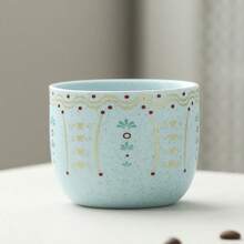 1pc 165ml/5.58oz Middle Eastern Stoneware Coffee Cup With Palm Tree Design, Elegant Ceramic Arabian Coffee Cup Espresso Cup Turkish Tea Cup For Latte, Tea, Cappuccino, Cocoa