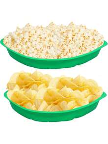 6pcsPalm Leaf Hawaiian Style Food Reusable Snack Trays, Cookies, Chips, Candies Dipped In Jungle Island Themed Party Decorations Platter - Green - View 5