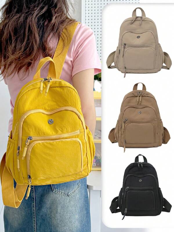1 Peça Mochila Estilo Dopamina. Mochila Grande Minimalista com Design Multicompartimento. Bolsa Escolar Fashionista. Bolsa de Viagem com Bolsos de Zíper na Frente. Mochila Escolar Leve para Estudantes. Mochila Escolar para Adolescentes. Mochila Preppy. Suprimentos Escolares. Perfeita para Escola, Volta às Aulas, Piqueniques ou Passeios em Família, Final de Semana. Necessidades de Verão.