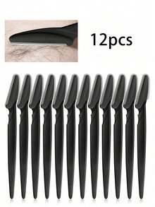 30/24/12/2 件黑色修饰眉毛剃须刀和剃须刀套装，眉毛修剪器和剃须刀，去角质皮肤剃须工具，身体脱毛修剪器和面部和眉毛剃须刀套装长柄保护刀片带精密盖女士眉毛修形工具或旅行使用多用途眉毛修剪器，锋利的不锈钢眉毛工具带保护盖，适用于眉毛、唇毛、腿毛，轻柔有效地去除