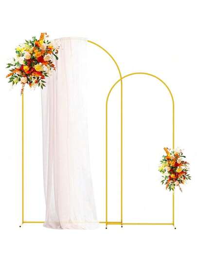 4/5/6/6.5/7.2FT Wedding Arch Backdrop Stand, Square Arch Gold Metal Arch Backdrop Stand For Wedding Ceremony Birthday Party Bridal Photo Booth Garden Floral Balloon Arch Decoration(There Is A Slight Paint Peeling But It Does Not Affect The Functionality.)