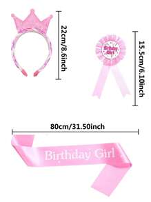 Children's Crown Headband, Brooches, Shoulder Strap, Birthday Party Decorations