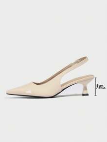 Women's Pointed Toe Chunky Heel Suede Pumps With Back Strap, Breathable Closed Toe High Heel Slingbacks For Summer - Apricot - View 4