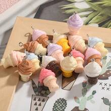 8/16pcs Colorful Resin Ice Cream Cone Pendants - Pastel DIY Craft Accessories, Includes Waffle Cone & Spinning Design, For Jewelry Making, Keychains, Bag Tags - Handmade Decor, Charming Appeal, Exquisite Craftsmanship - Random Mix - Multicolor - View 4