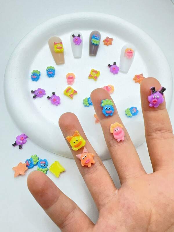 50 pièces 8-12 mm Mignon mini Kawaii bonbon DIY résine souris dessin animé parodie poupée scrapbooking cabochon plat pour femme fille décoration d'ongle tranche charme manucure accessoires de bijouterie