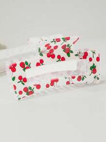 3pcs/1pc New Cute Fruit Design Hair Claw Clips, Strawberry & Cherry Hair Clips, Square Red And Green Hair Claws, Thick & Thin Hair Non-Slip Styling Alligator Hair Clips For Women & Girls Fashion Hair Accessories