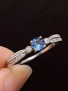 1 件 925 纯银优雅方晶锆石戒指，女士优质珠宝，订婚/求婚礼物 - 銀色 - 查看 2