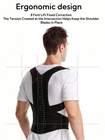 1pc Back Brace Posture Corrector, Shoulder Braces, Adjustable Full Back Support, Relieve Back Pain - Scoliosis, Improve Back Posture And Provide Lumbar Support, Body Strap & Support