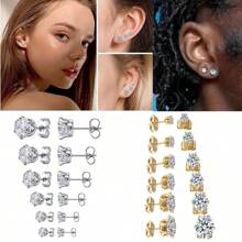 6 Paar/Set hypoallergener Ohrstecker aus Edelstahl mit 5A CZ-Steinen für Frauen, Ohrringe Set perfekt für den täglichen Gebrauch, Festivals, Urlaub, Valentinstag, Muttertag, Abschluss-Saison, Weihnachtsgeschenk | 3mm 4mm 5mm 6mm 7mm 8mm