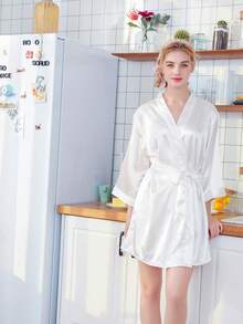 Women's Ice Silk Embroidered Bridal Robe, Wedding Cloak, Bridal Morning Gown - White Bridal Gown - View 6