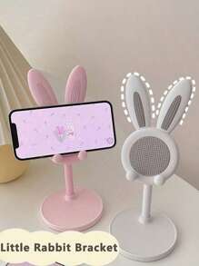 1pc Cute Adjustable Rabbit Shaped Phone Stand, Perfect Desk Decor & Student Companion For Slouchy Time