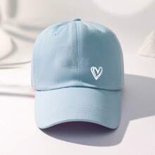 1 Stück Unisex Y2K Stil weiße Herz-bedruckte Baseballkappe, verstellbare Größe, atmungsaktiv & modisch für den täglichen Lässig-Stil